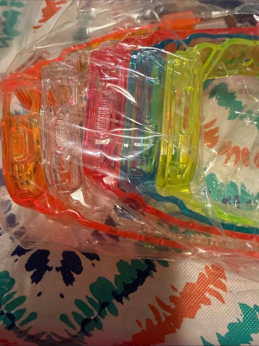 5- 44” Apple jelly like acrylic watch face covers and bands set of 5 NEW